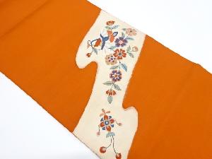 リサイクル　霞に花鳥模様織り出し袋帯